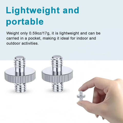Heavy Duty 1/4 Inch Male To Male Tripod Screw Adapter 2 Pack Built Tough Aluminum Alloy Thread Converter, lightweight design.