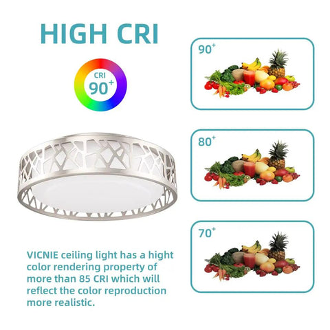 Two Pack 14 Inch LED Ceiling Light Fixtures Flush Mount 20W 1400 Lumens Dimmable 3000K Warm White Brush Nickel Finish Acrylic Shade ETL Listed Modern Minimalist Ceiling Lighting For Living Room Bedroom And Hallways with high CRI demonstration