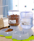 No Sweat Gravity Dog And Cat Feeder Set With Water Dispenser Includes Two Three Gallon Bowls For Small Pups And Kitties Making Automatic Mealtime A Total Breeze.
