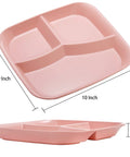 8 Pack Unbreakable Divided Dinner Plates With Three Compartments For Portion Control, 10 Inch Size, Reusable Food Grade PP BPA Free