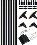 26FT H Track Lighting Kit in Black with connectors, end caps, live end feeds, and mounting hardware for ceilings.