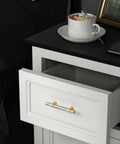 Close-up of white drawer with 20 Pack 5 Inch Two Tone Brushed Nickel And Gold Cabinet Pulls Silver Cabinet Handles installed