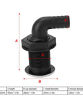 Nylon Through Hull Fittings For Boats Three Quarters Inch Twenty Millimeter Drain Plug Twist Adjustable, side view with measurements