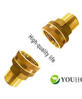 Garden Hose Adapter Two Pack One Half Inch NPT Male To Three Quarter Inch GHT Female Pipe Fittings Connector No Hassle Quick Connect Hose Joint Extension Heavy Duty Repair Fitting, brass adapters.