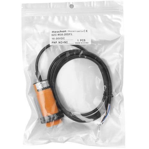 Capacitive Proximity Sensor Switch M30 1-20mm Detecting Range, 10-30V DC 200mA, NO NC, 4 Wire, 30mm Mount, in packaging.