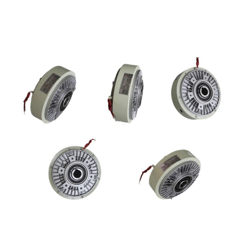 Go To Workhorse Standard Single Shaft Axial Magnetic Brake for offset printing machines, top and side views, five angles shown