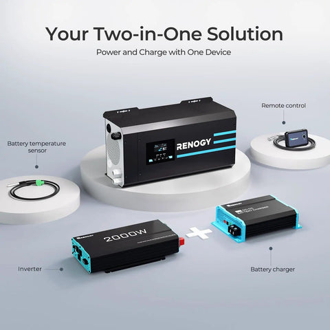 2000W Pure Sine Wave Inverter Charger For Off Grid Power System With 12V DC To 120V AC Output, 6000W Surge, LCD Display