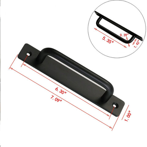 Black 4 Piece Barn Drawer Pulls Set With Flat Head Long Base Design For Drawers Doors And Cabinets Durable Aluminum Alloy Construction Rust Resistant Indoor Outdoor Use Sizing Includes Small And Large With 5.04 Inch And 6.30 Inch Hole Spacing