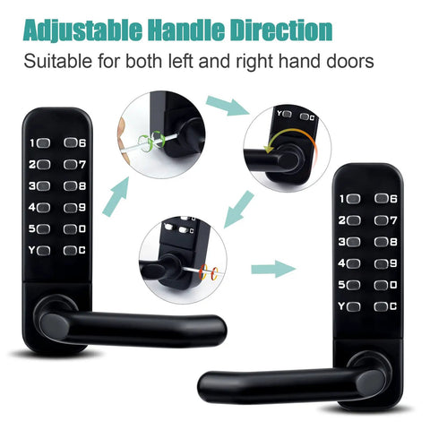 Keyless Entry Door Lock With Dual Sided Keypad And Handle Digital Code Combination Lock For Front Door And Outdoor Gates Auto Locking