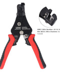 Heavy Duty Automatic Wire Stripper Cutter Crimping Tool 3 In 1 adjustable tool with black and red handles for 10 to 22 AWG cables.