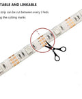 Scissors cutting Rainbow RGB LED Strip Lights Kit 32.8ft 12V Waterproof Neon Pixel For Indoor Outdoor Decoration.
