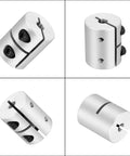 Two Pack 5Mm To 5Mm Aluminum Shaft Coupling Connector 25mm Length Rigid Joint For Motors, shown from various angles.