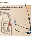 Drop In Rear Door Latch Assembly With Cable And Rod For Ford E150 E250 E350 Econoline Vans Right Passenger Side