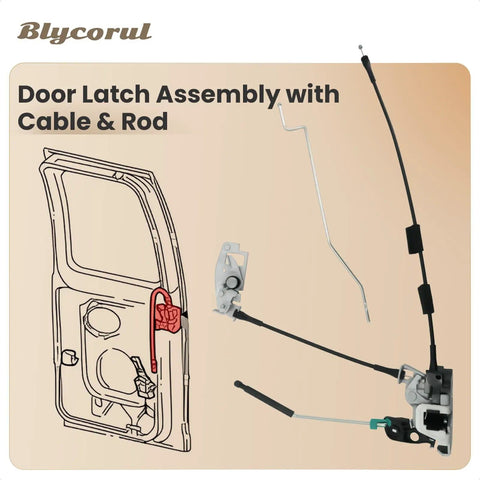 Drop In Rear Door Latch Assembly With Cable And Rod For Ford E150 E250 E350 Econoline Vans Right Passenger Side