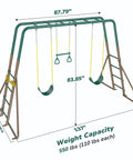 Backyard Swing Set Built Tough With Monkey Bars Trapeze Bar And Two Belt Swings Heavy Duty Metal Playground dimensions diagram
