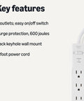Plug Away Safe With This Legit Solid 6 Outlet Surge Protector Power Strip 2 Pack features 6 outlets and 2-foot power cord, white.