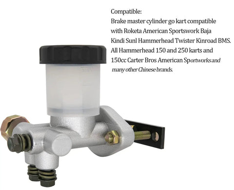 Go Kart Hydraulic Brake Master Cylinder Assembly For 90cc Through 250cc Go Karts And ATVs Heavy Duty Upgrade