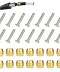 14 Piece Brass Olive and Steel Insert Kit for Disc Brake Hose BH90 Compatible MTB Hydraulic Brakes displayed in grid layout