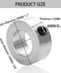 12 Pack Five Eighths Inch Bore Shaft Collars, Zinc Plated Solid Carbon Steel Screw Shaft Collars, dimensions with text overlay