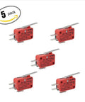 5-pack of Miniature Micro Switch With Straight Hinge Lever SPDT Limit Switch For Industrial Electrical Control In Tight Spaces 1.10 By 0.62 By 0.39 Inches Precise On Off Action Rugged Ready For Heavy Duty Machinery