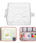 Lockable Button Protector Cover For Push Button Switches And Wall Switches Misoperation Shield To Prevent Accidental Triggers On Industrial Control Panels Waterproof Socket Cover Durable Outlet And Button Guard For Maintenance And Safety. Transparent plastic guard on wall switch.