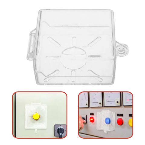 Lockable Button Protector Cover For Push Button Switches And Wall Switches Misoperation Shield To Prevent Accidental Triggers On Industrial Control Panels Waterproof Socket Cover Durable Outlet And Button Guard For Maintenance And Safety. Transparent plastic guard on wall switch.