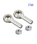 2-Piece Spherical Rod End Bearings 3/8 Inch Bore With 3/8-24 Male Threads Includes Jam Nuts Forged 45 Steel Body And Hardened Ball Joint Built Tough For Linkages And Auto Projects With Up To 9 Degrees Misalignment, 2 set shown