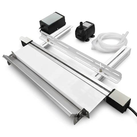 Reliable 110V Acrylic Bending Machine With Dual Water Cooling Strip Heater For Pvc Plastic Sheets layout showing heater, pump, and tubing.