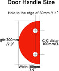 Diagram showing dimensions of Half Round Pull Handle Double Sided Heavy Duty Aluminum Push Pull Handle, 7.9 inches by 3.9 inches.