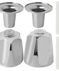 HotioGa Polished Chrome Shower Knob Set Of 2 Replacement Handles High Quality Trim Kit For 5-1/2 Inch Faucet Stem Tub And Shower Mixer Cartridge Dandy Upgrade chrome handles with stems and flanges