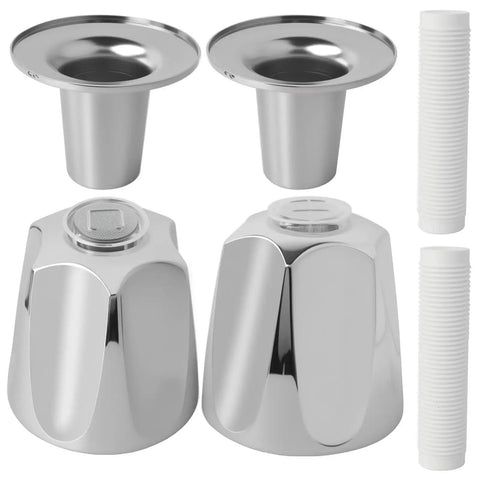 HotioGa Polished Chrome Shower Knob Set Of 2 Replacement Handles High Quality Trim Kit For 5-1/2 Inch Faucet Stem Tub And Shower Mixer Cartridge Dandy Upgrade chrome handles with stems and flanges