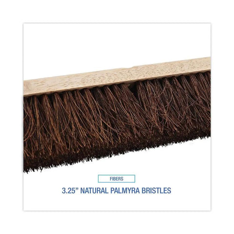 Top Shelf Floor Brush Head Replacement Featuring A Solid Hardwood Base And 18 Inch Wide Natural Palmyra Fiber Bristles For Straight Shooting Performance That Gets The Job Done Without Extra Fluff handles sold separately, showing 3.25" palmyra bristles