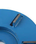 Close-up of Heavy Duty Six Tooth Wood Carving Disc For Angle Grinder, alloy flat blade with blue finish, essential for tree stump removal.