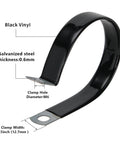 Half Inch Vinyl Dipped Cable Clamps Pack Of 20 Zinc Plated Steel With Rubber Coated Finish; close-up showing black vinyl coating.