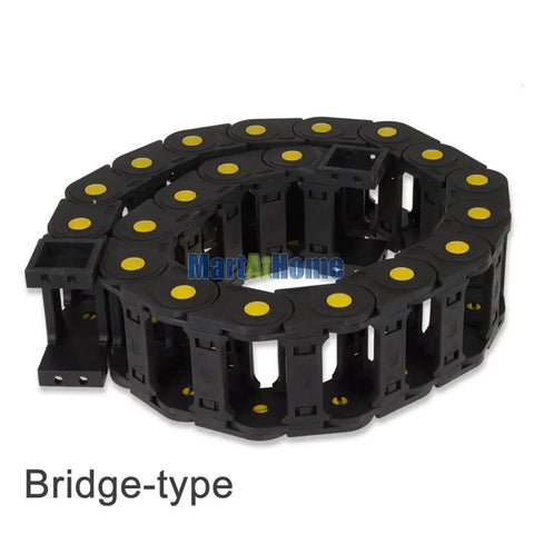 1M Length Black Enhanced Nylon Cable Carrier Drag 20x75mm Bridge Type Full Closed Design for Flexible Cable Routing
