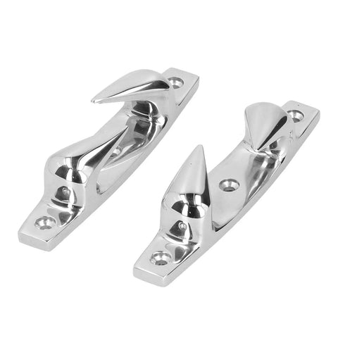 Two Pack 316 Stainless Steel Mooring Cleats 4.69 Inch Left Right Design For Boats Yachts And Marine Anchoring Durable Corrosion Resistant