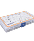70 Piece Hex Flange Bolt Kit Stainless Steel 304 Fasteners Set in clear plastic case with blue latch