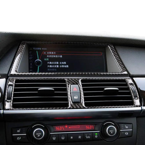 Dope Carbon Fiber Console Trim Kit With GPS Navigation And Air Vent Frame Cover for BMW X5 E70 2008 2013 and X6 E71 2009 2014