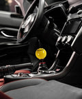 Universal JDM Racing Smile Face Yellow Resin Gear Shift Knob For Manual 5 Or 6 Speed Cars With Durable Acrylic Build installed in car