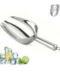 12 Oz 304 Stainless Steel Ice Scoop With Magnetic Hook Heavy Duty Bar Kitchen Scoop For Ice Maker And Freezer Large Scoop