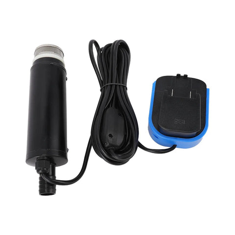 Plug And Play Heavy Duty Sump Pump With 500 GPH Output And 16 Ft Max Lift Compact 18V Battery Operated Utility Pump, black and blue design.