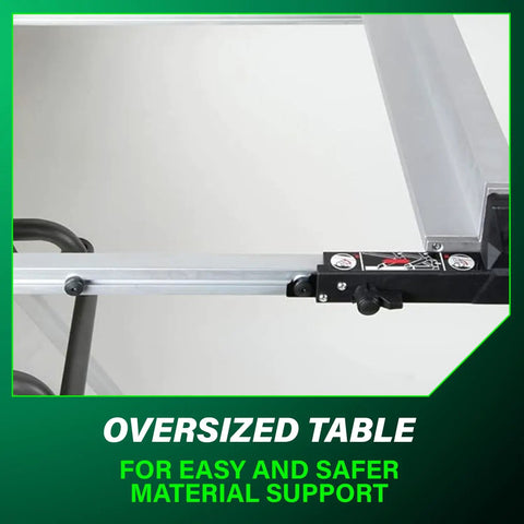 Oversized table of Beast Mode 10 Inch Table Saw With 15 Amp Motor For Precision Cuts showing material support feature