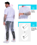 Back view of Plus Size Disposable Rain Poncho Set With Hood, 2 Pack Heavy Duty Waterproof Rain Gear, featuring elastic sleeves.