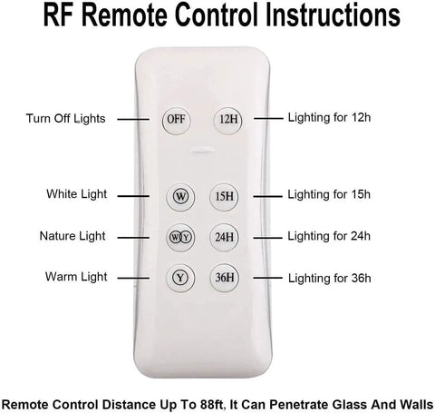 JUDYSSY Led Floodlight 100W Led Solar Flood Lights remote control instructions showing lighting options and duration settings.