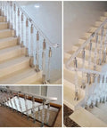 Totally Sleek And Built Tough Clear Acrylic Balusters For Deck Railing Transparent Stair Spindles With Heavy Duty Adjustable Metal Brackets Next Level Crystal Banister Posts 25 Pack 37 Inch on staircase