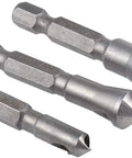 3-Piece Countersink And Deburring Tool Set With 90 Degree Center Punch For Chamfering Metal And Wood Pro Grade 1/4 Inch Hex Shank Drill Bits