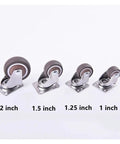 4 Pack Rubber Furniture Casters Quiet Heavy Duty Trolley Wheels with 360 Degree Swivel Casters and Brakes in different sizes