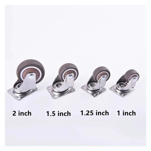 4 Pack Rubber Furniture Casters Quiet Heavy Duty Trolley Wheels with 360 Degree Swivel Casters and Brakes in different sizes