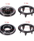Built Tough 9.5mm Snap Button Kit With Metal Ring Snaps Hollow Prong Buckles In Black shown in detail, 4 pieces