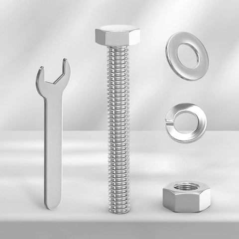 10 Pack 3/8-16 X 4 Inch 304 Stainless Steel Fully Threaded Hex Head Bolts With Sealing Washers Nuts And Wrench Included For Auto Repair And DIY Projects. Stainless bolt, nut, washer and wrench